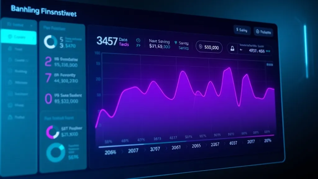 Futuristic digital banking dashboard showing automated savin